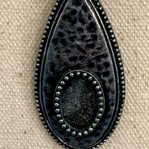 Teardrop Hammered Silver Tone Pendant Necklace